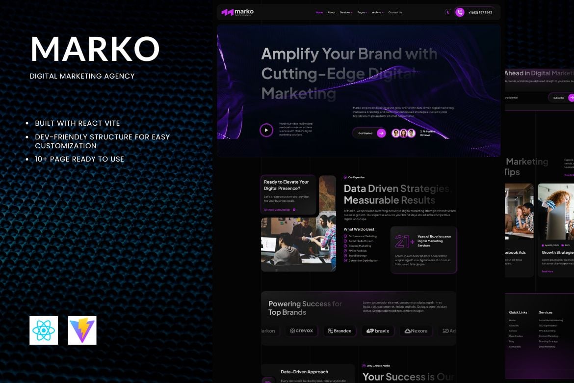 Marko - Template Website React untuk Agensi Digital Marketing yang Modern
