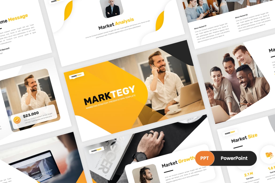 Marktegy - Template PowerPoint Rencana Pemasaran yang Menarik