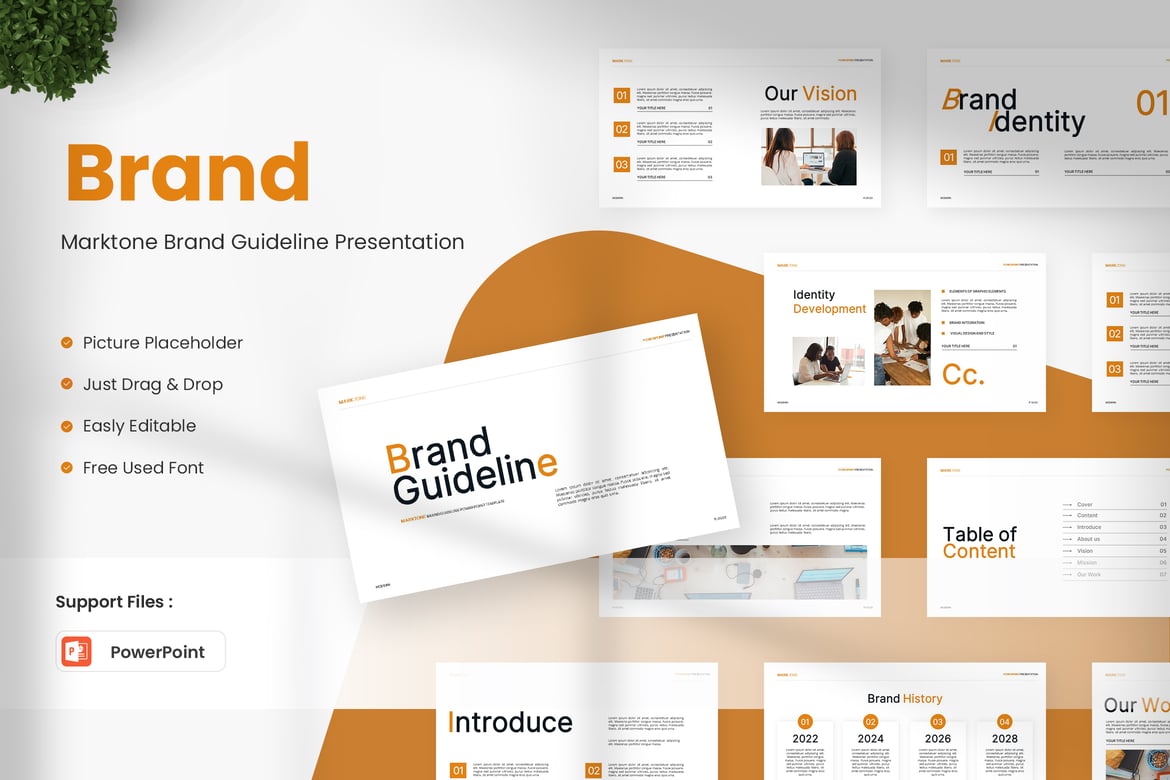 Template Powerpoint Panduan Merek Marktone yang Menarik