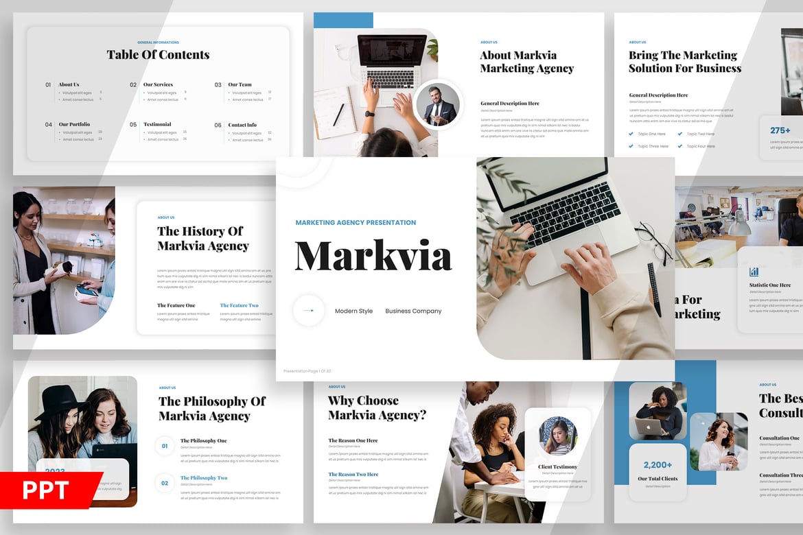 Markvia - Template Presentasi Powerpoint untuk Agensi Pemasaran