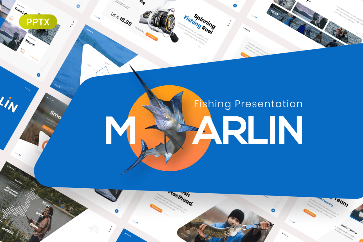 Template Presentasi PowerPoint Memukau untuk Marlin Fishing