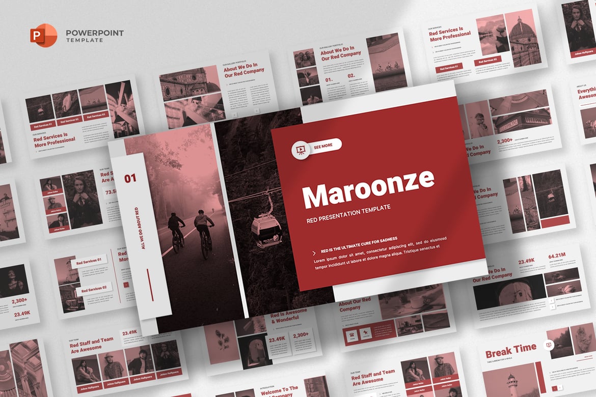 Template Powerpoint Maroonze - Elegan dan Minimalis Merah untuk Bisnis Anda