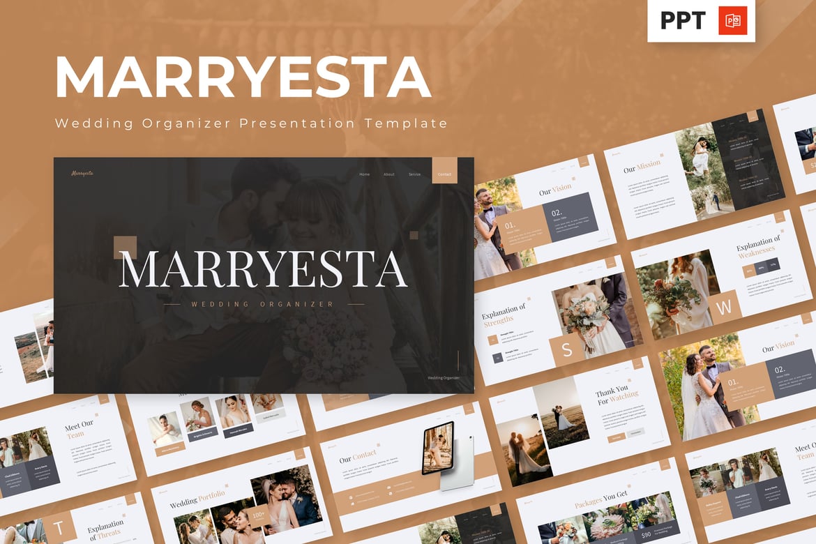 Marryesta - Template PowerPoint Organizer Pernikahan yang Elegan