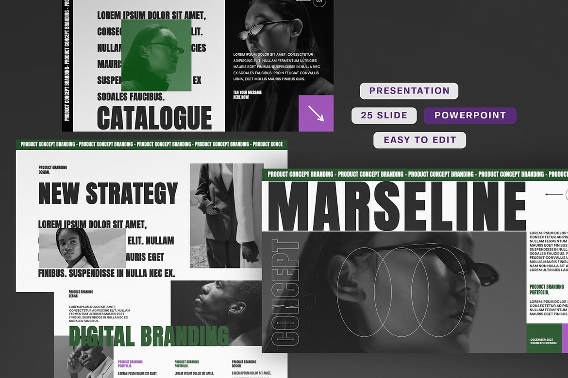 Template Presentasi PowerPoint Marseline yang Modern dan Elegan