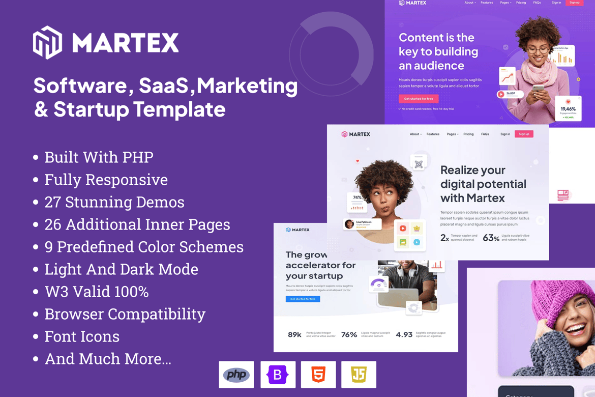 Martex - Template Website PHP untuk Startup Software dan SaaS yang Inovatif