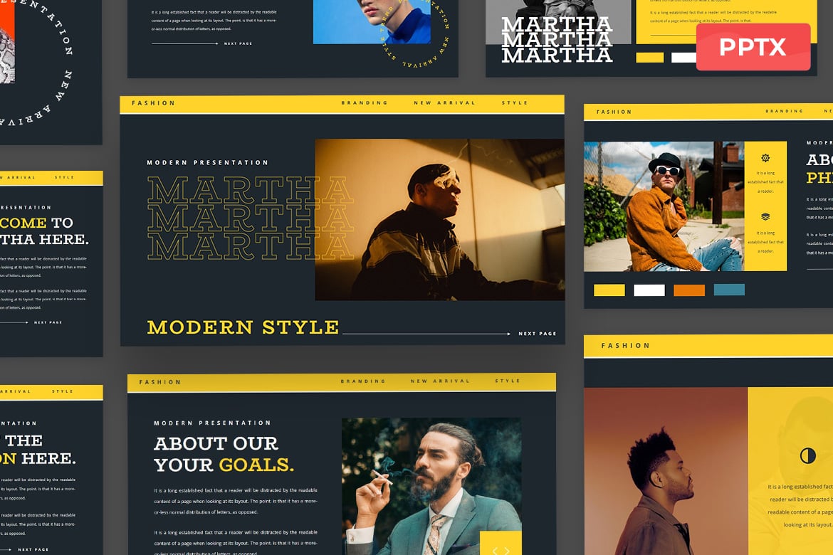 Template Presentasi Powerpoint Martha - Elegan dan Modern untuk Semua Kebutuhan