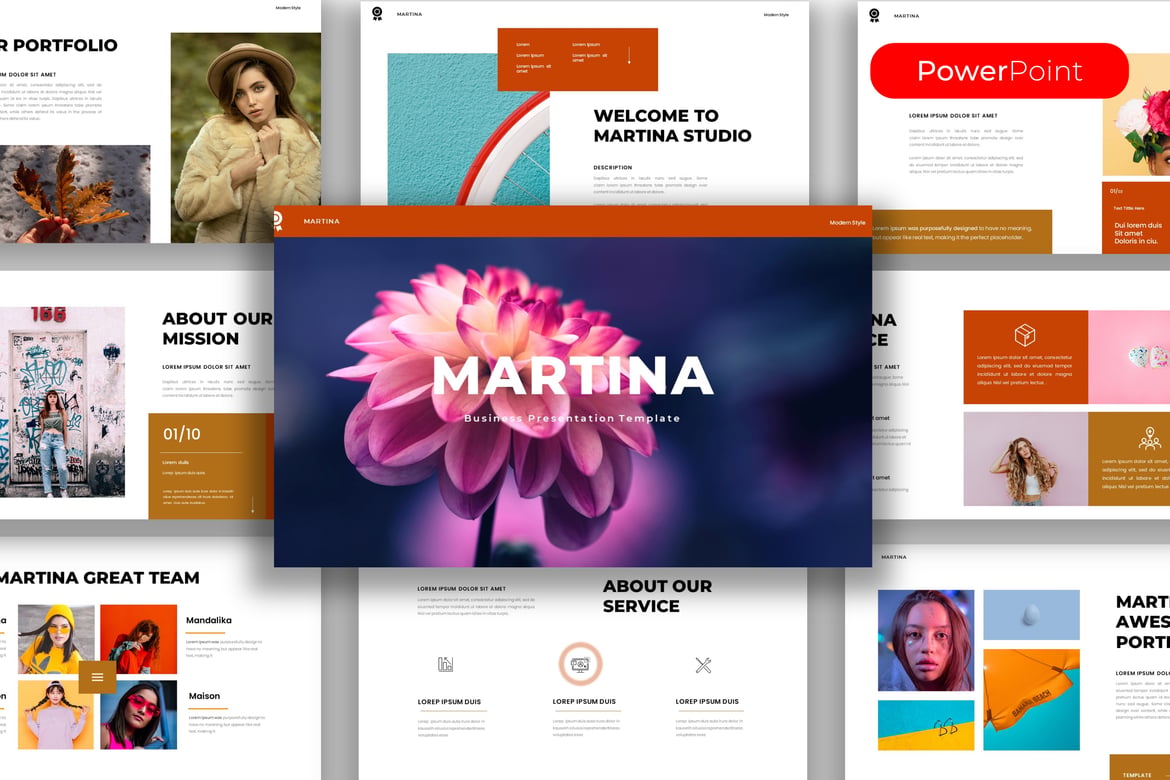 Martina – Template PowerPoint Bisnis yang Menarik