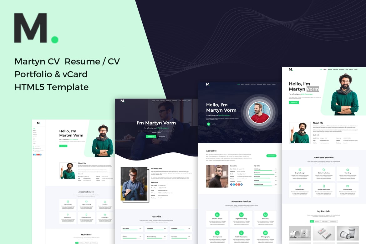 Martyn - Template Website CV/Resume/Portofolio/vCard HTML Modern