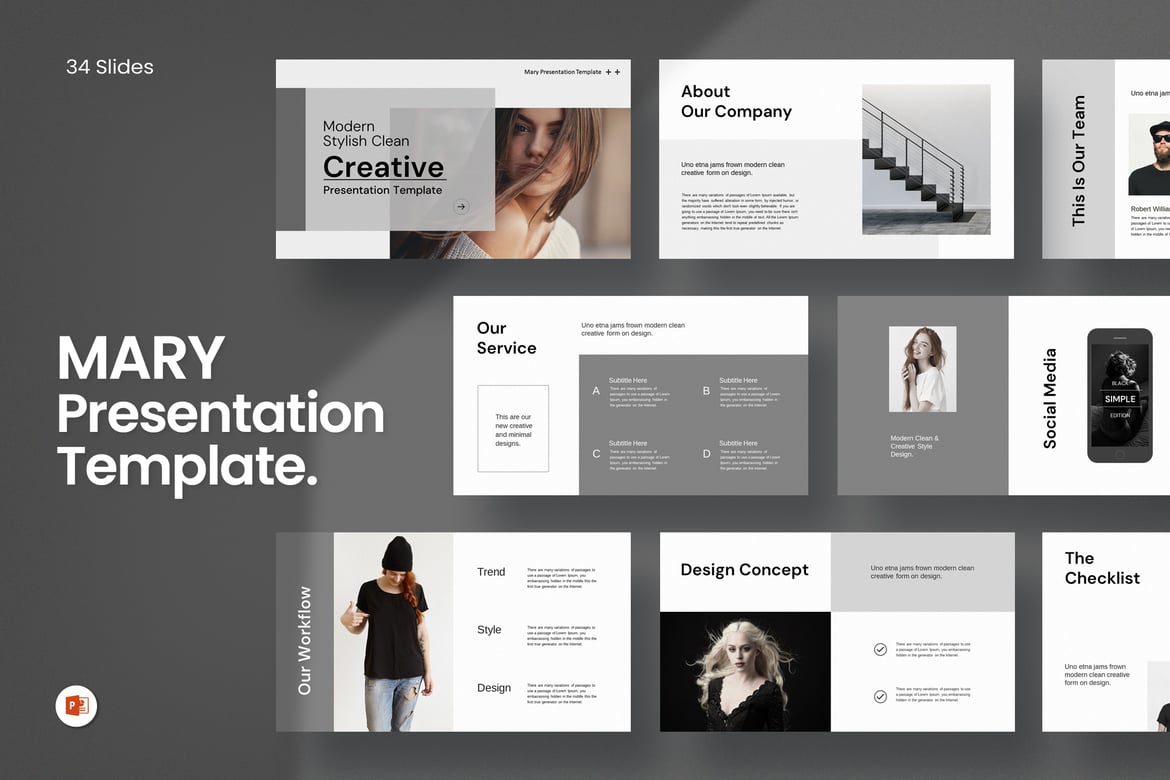 Template Presentasi PowerPoint Mary yang Elegan dan Profesional