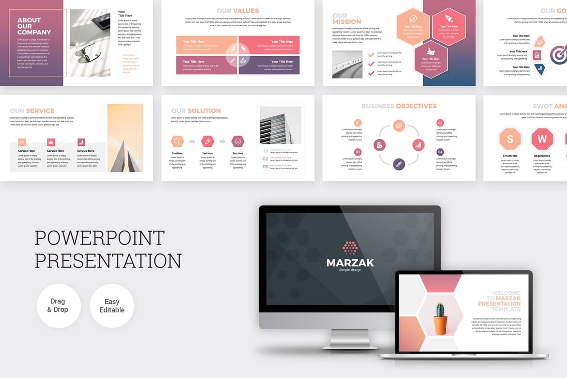 Template Presentasi Bisnis Modern Marzak yang Memukau