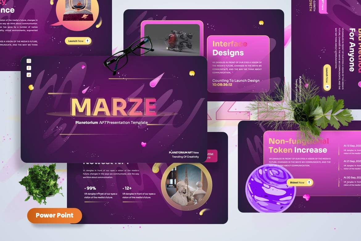Template Presentasi Powerpoint Marze - Desain Menawan untuk NFT