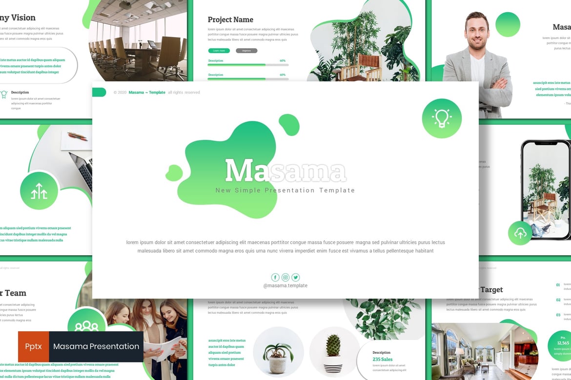 Template Presentasi PowerPoint Masama - Desain Minimalis dan Kreatif