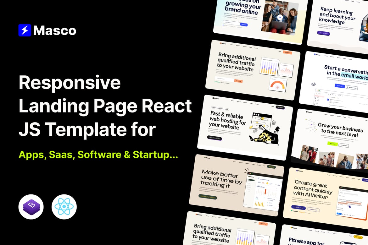 Masco - Template Website React untuk Startup SaaS yang Menarik