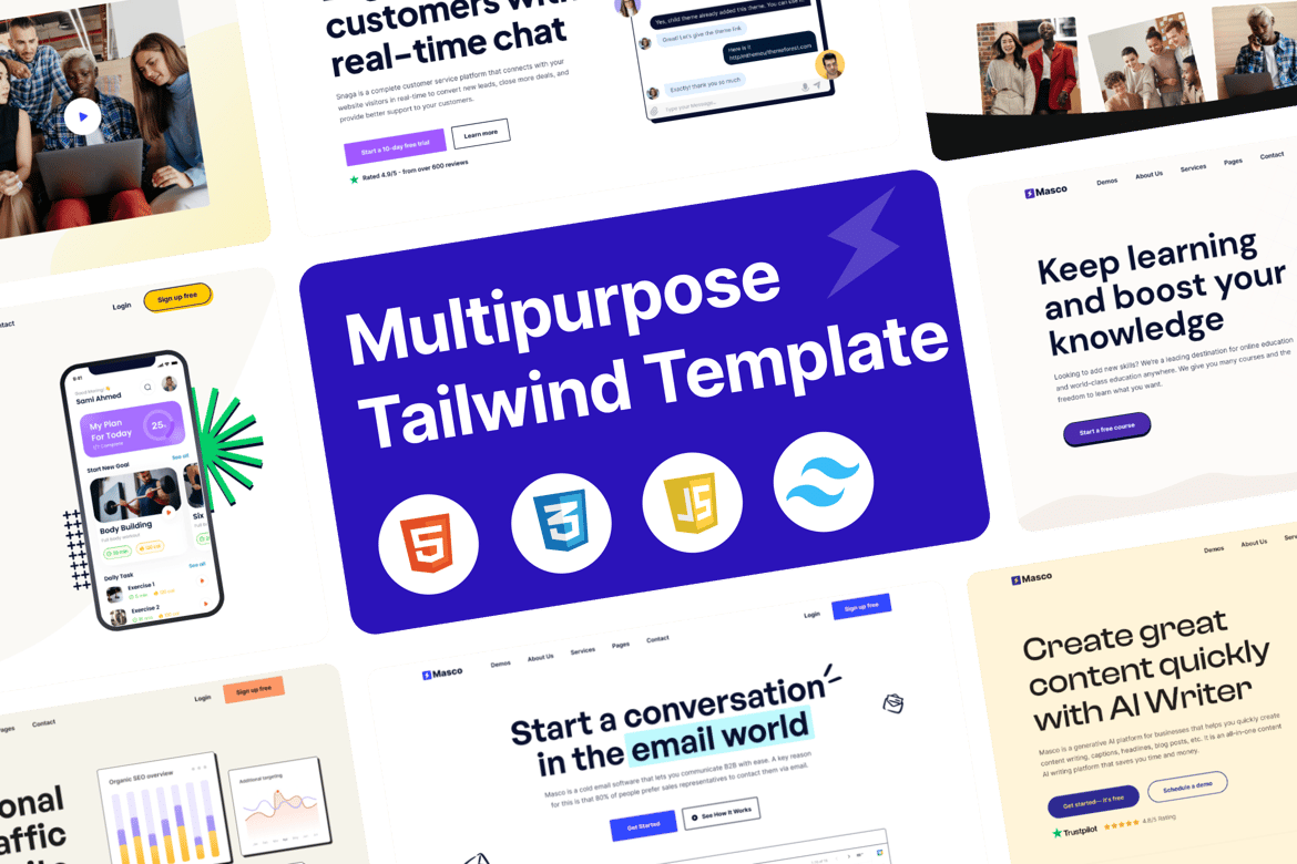 Masco - Template Website Startup SaaS Modern dengan Tailwind CSS