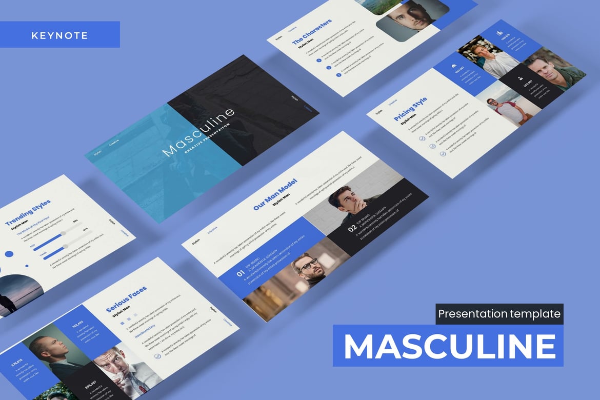 Template Presentasi PowerPoint Masculine yang Elegan dan Multifungsi