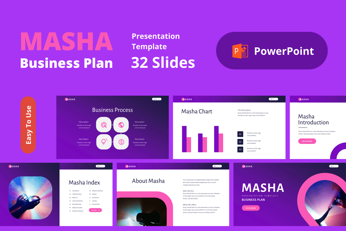 Template Presentasi Bisnis Masha untuk Powerpoint yang Menarik