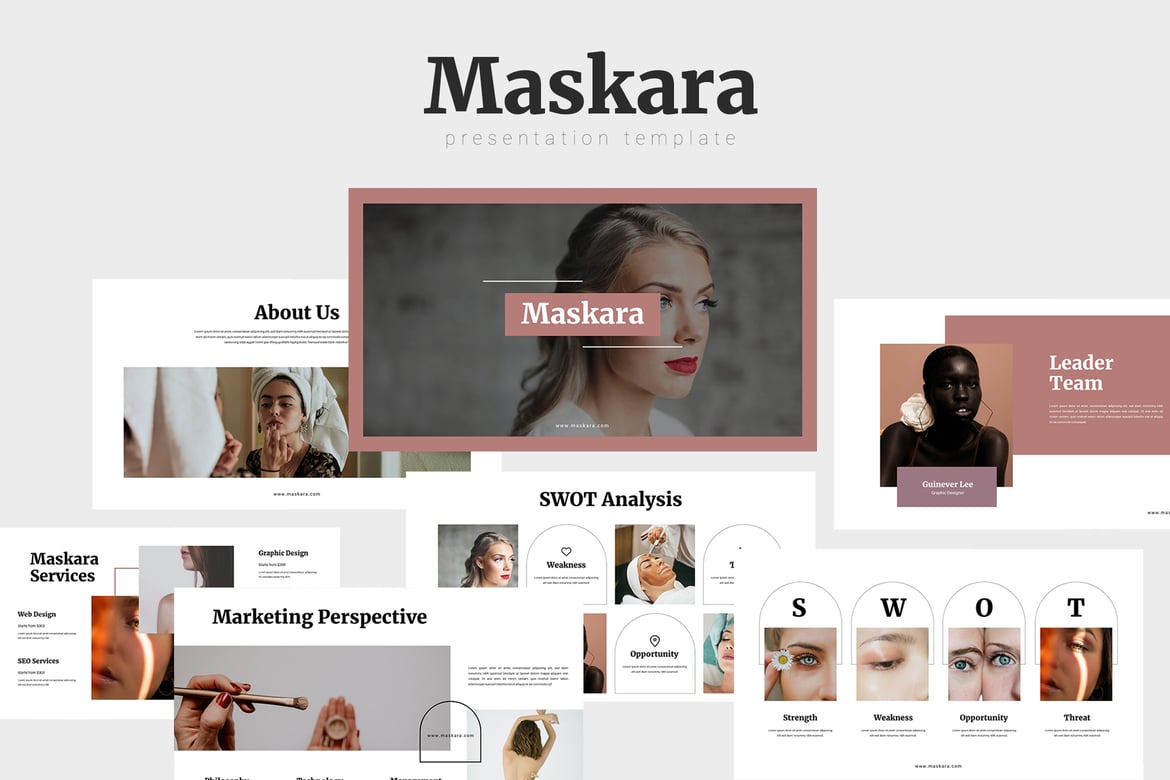 Template Powerpoint Maskara - Elegan untuk Presentasi Kecantikan Anda