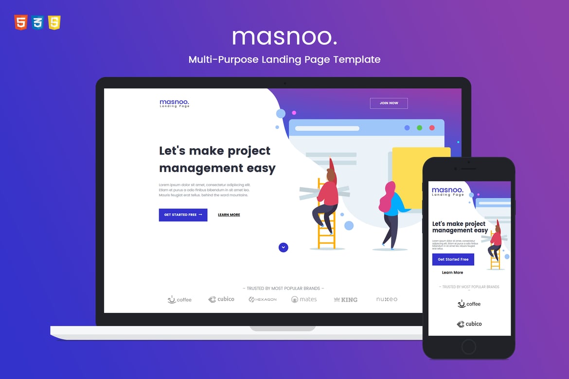 Masnoo — Template Website Landing Page Serbaguna yang Kreatif