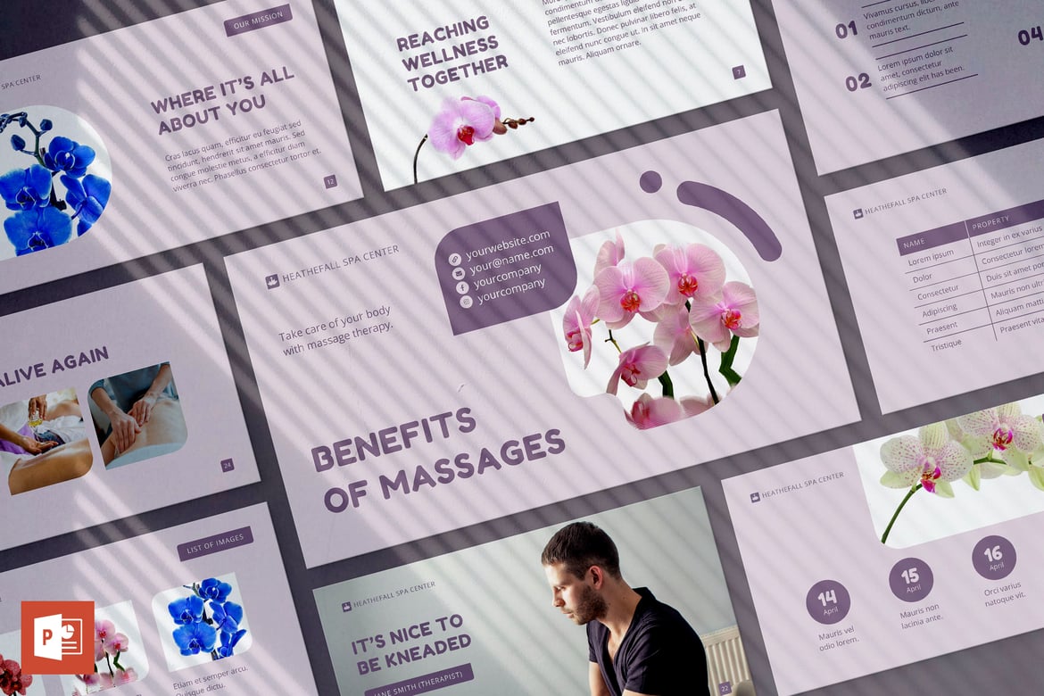 Template Presentasi PowerPoint Spa dan Pijat yang Menarik