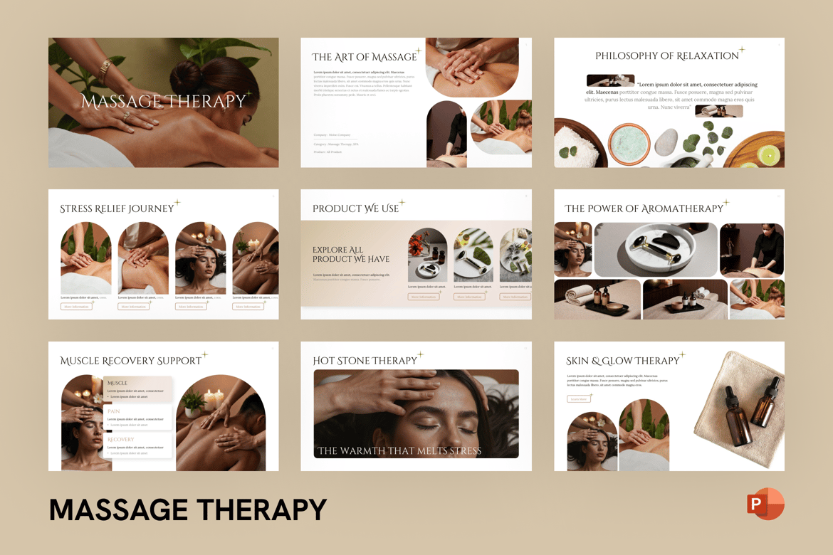 Template Presentasi PowerPoint Terapi Pijat yang Menawan