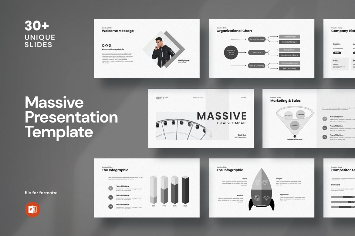 Template Presentasi PowerPoint Massive yang Menarik dan Profesional