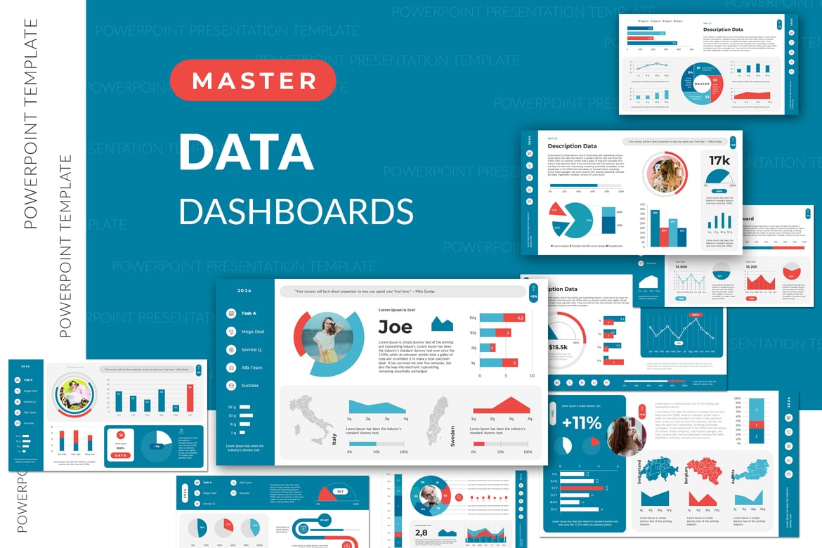 Template Presentasi PowerPoint Dashboard Data yang Menarik