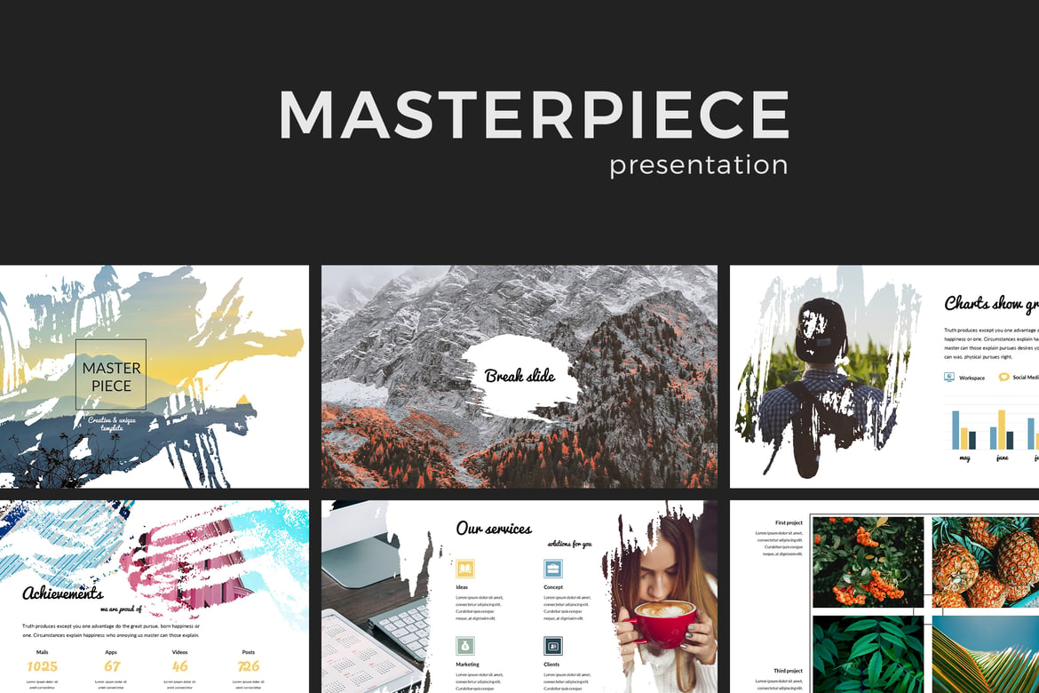 Template PowerPoint Presentasi Masterpiece yang Kreatif dan Profesional
