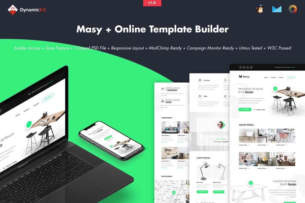 Masy - Template Website Furniture Minimalis dengan Pembuat Email