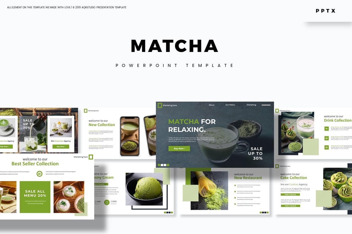 Template PowerPoint Matcha - Solusi Presentasi Kreatif Anda