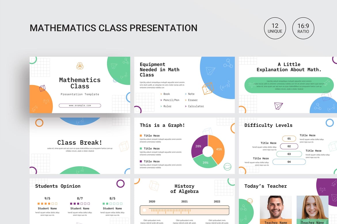 Template PowerPoint Presentasi Kreatif untuk Pelajaran Matematika