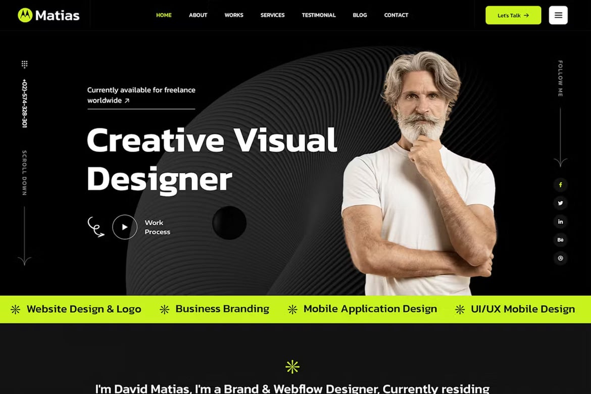 Matias - Template Website Portofolio Pribadi yang Kreatif