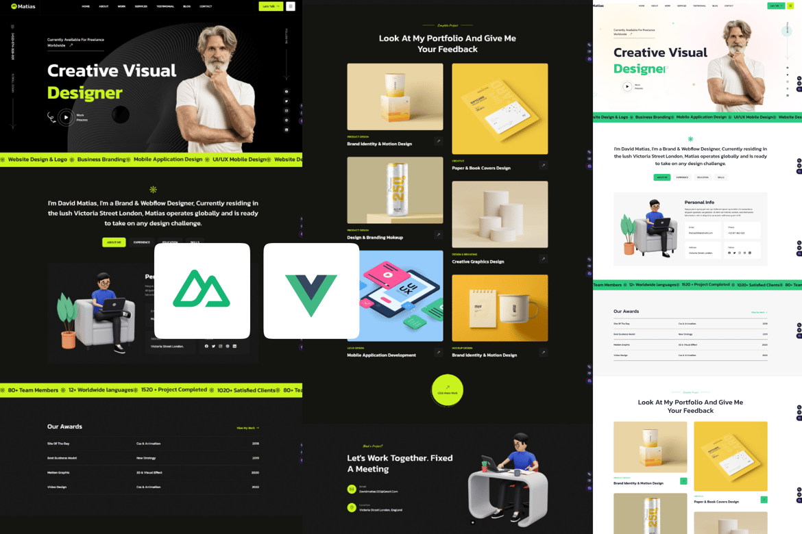 Template Website Portofolio Pribadi Matias - Vue Nuxt 3 yang Kreatif