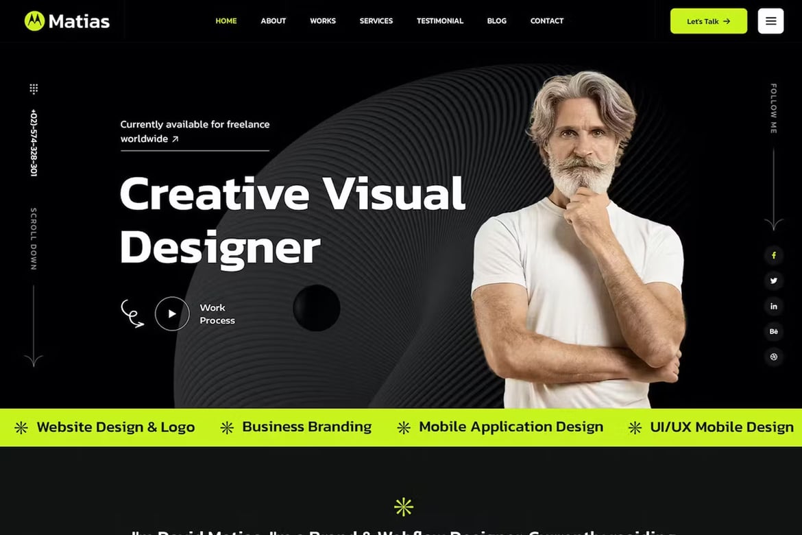 Template Website Portofolio Pribadi Matias - Desain Kreatif dengan Tailwind CSS