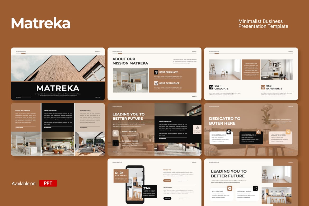 Template Presentasi Powerpoint Minimalis Matreka untuk Bisnis