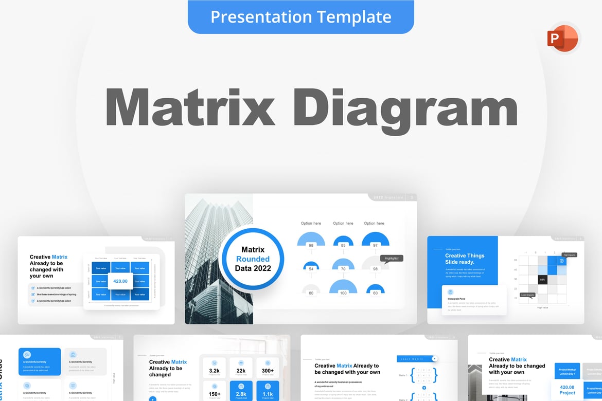 Template PowerPoint Diagram Matriks yang Menarik