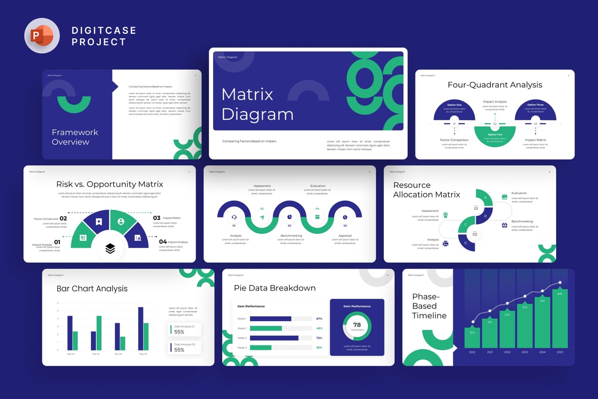 Template PowerPoint Diagram Matriks - Solusi Visual Profesional