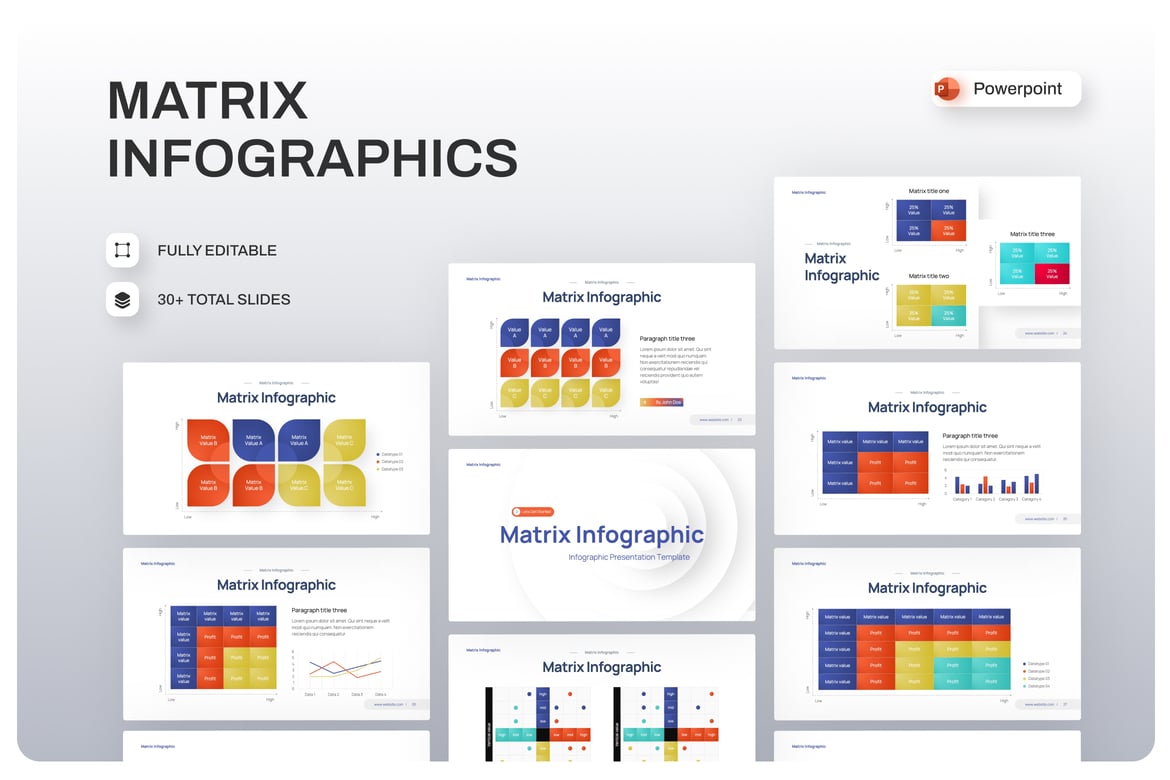 Template PowerPoint Infografis Matrix yang Menarik dan Profesional