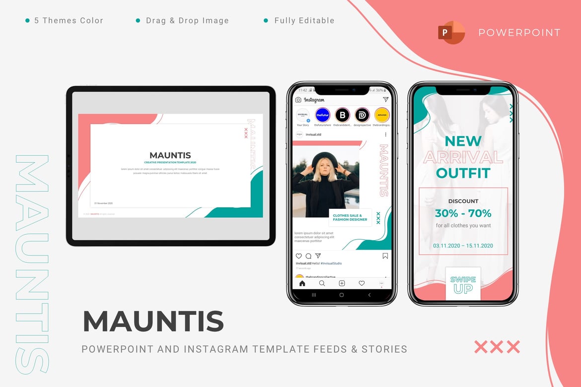 Template Powerpoint & Instagram Mauntis yang Modern dan Kreatif