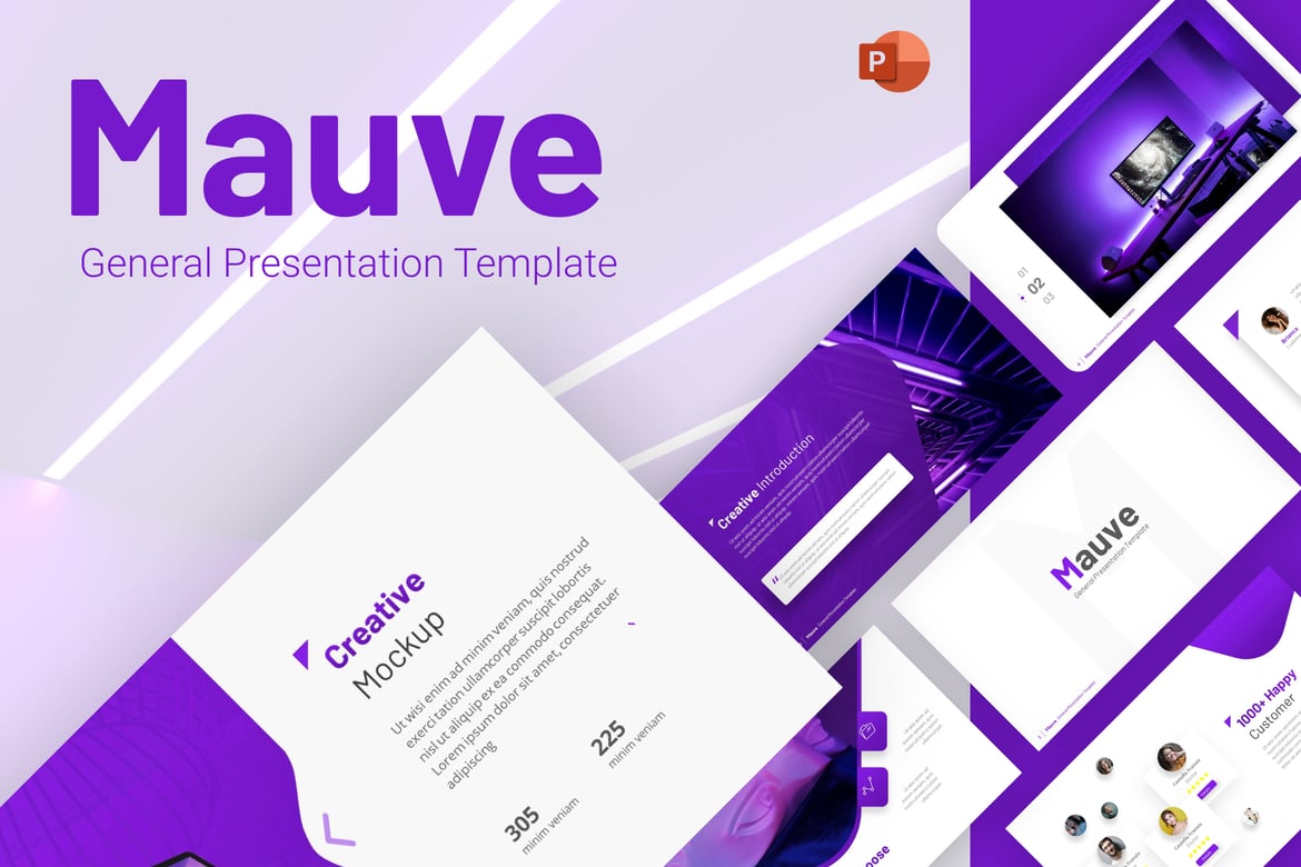 Template PowerPoint Kreatif Serbaguna Berwarna Mauve yang Menarik