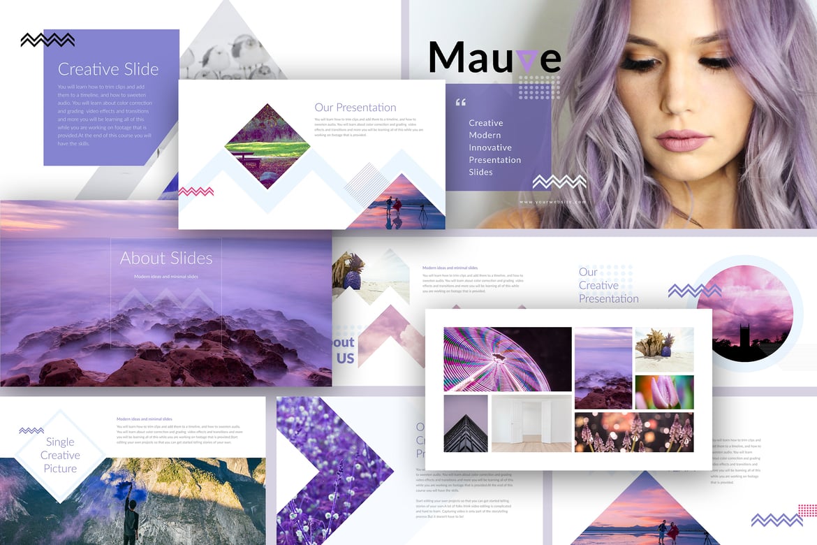 Template Presentasi PowerPoint Mauve yang Menawan