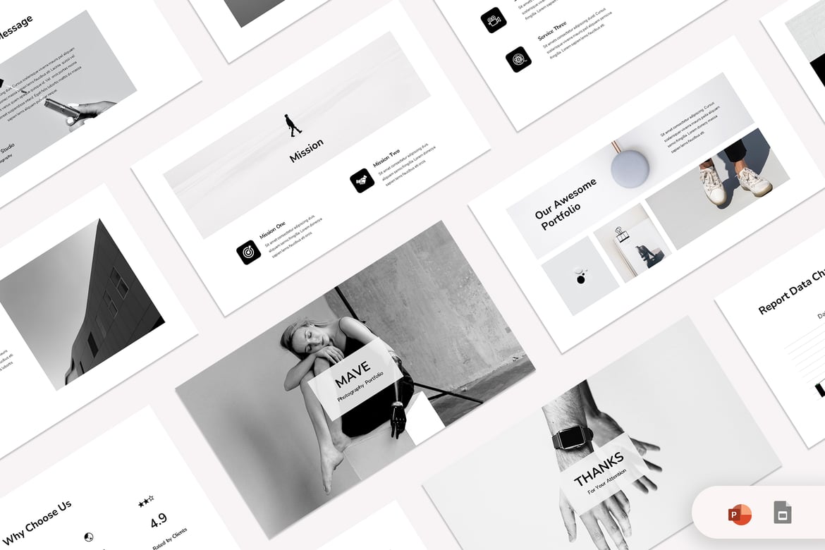 MAVE - Template PowerPoint Portofolio Minimalis yang Stylish