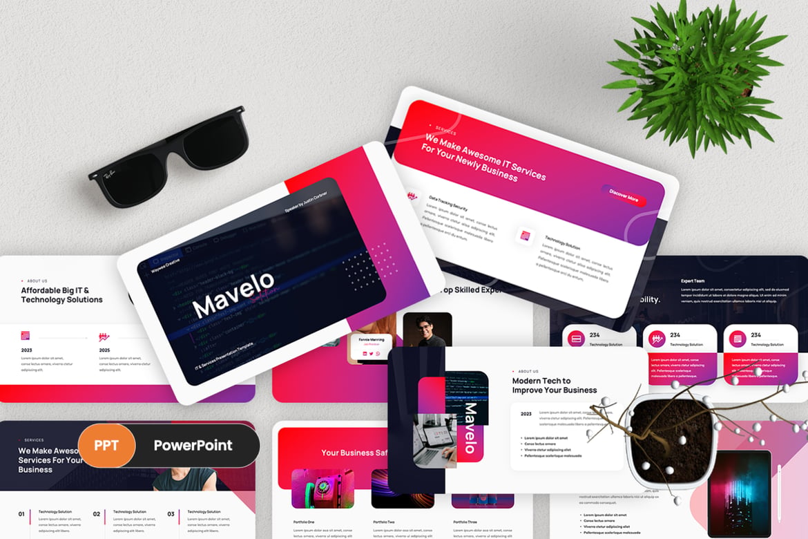 Mavelo - Template PowerPoint Teknologi IT yang Menarik