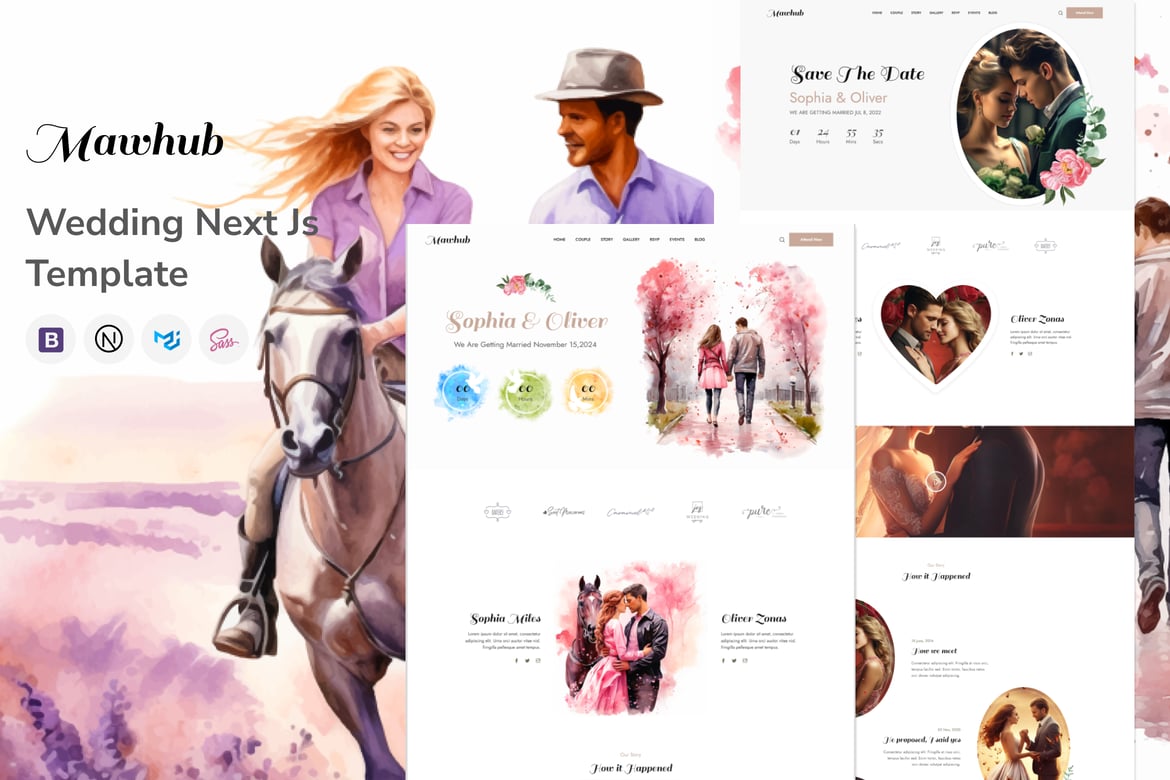 Mawhub - Template Website Undangan Pernikahan Next JS yang Elegan