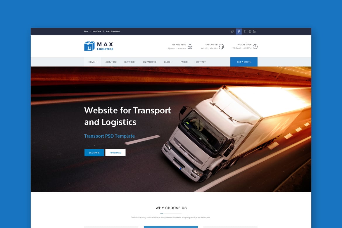 Template Website Max Logistics - Solusi Transportasi & Logistik yang Modern