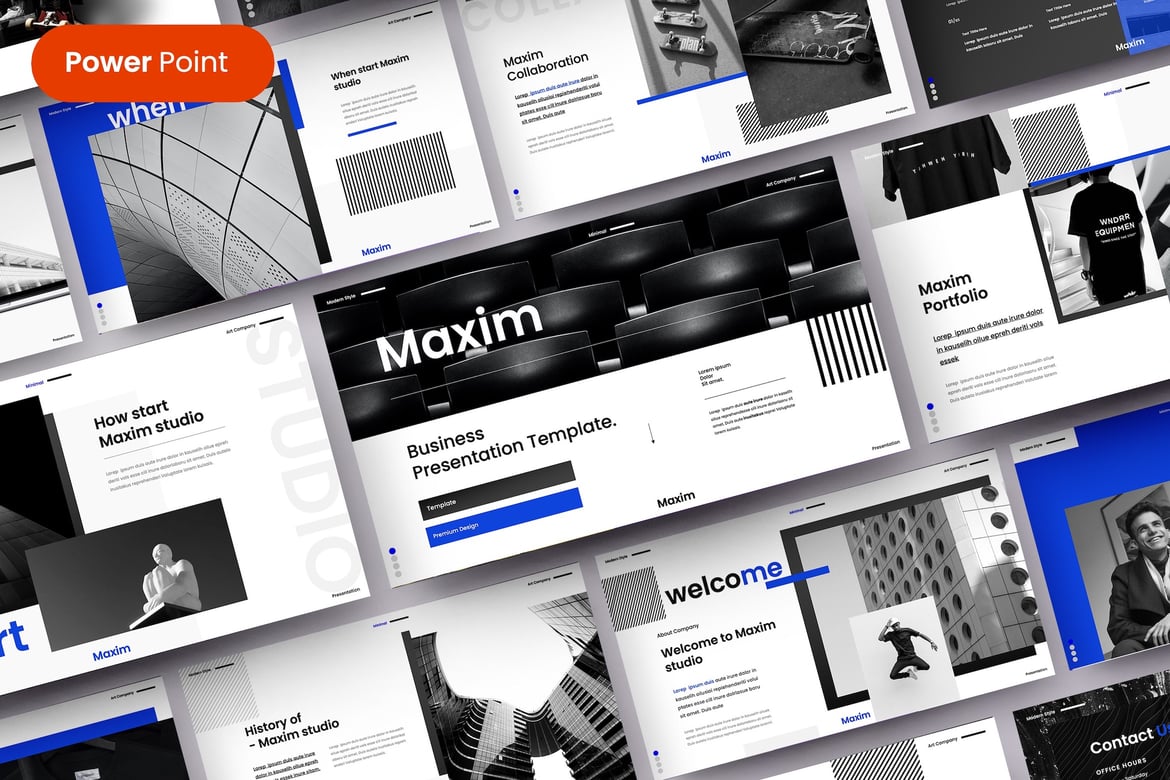 Template PowerPoint Bisnis Maxim - Solusi Presentasi Profesional