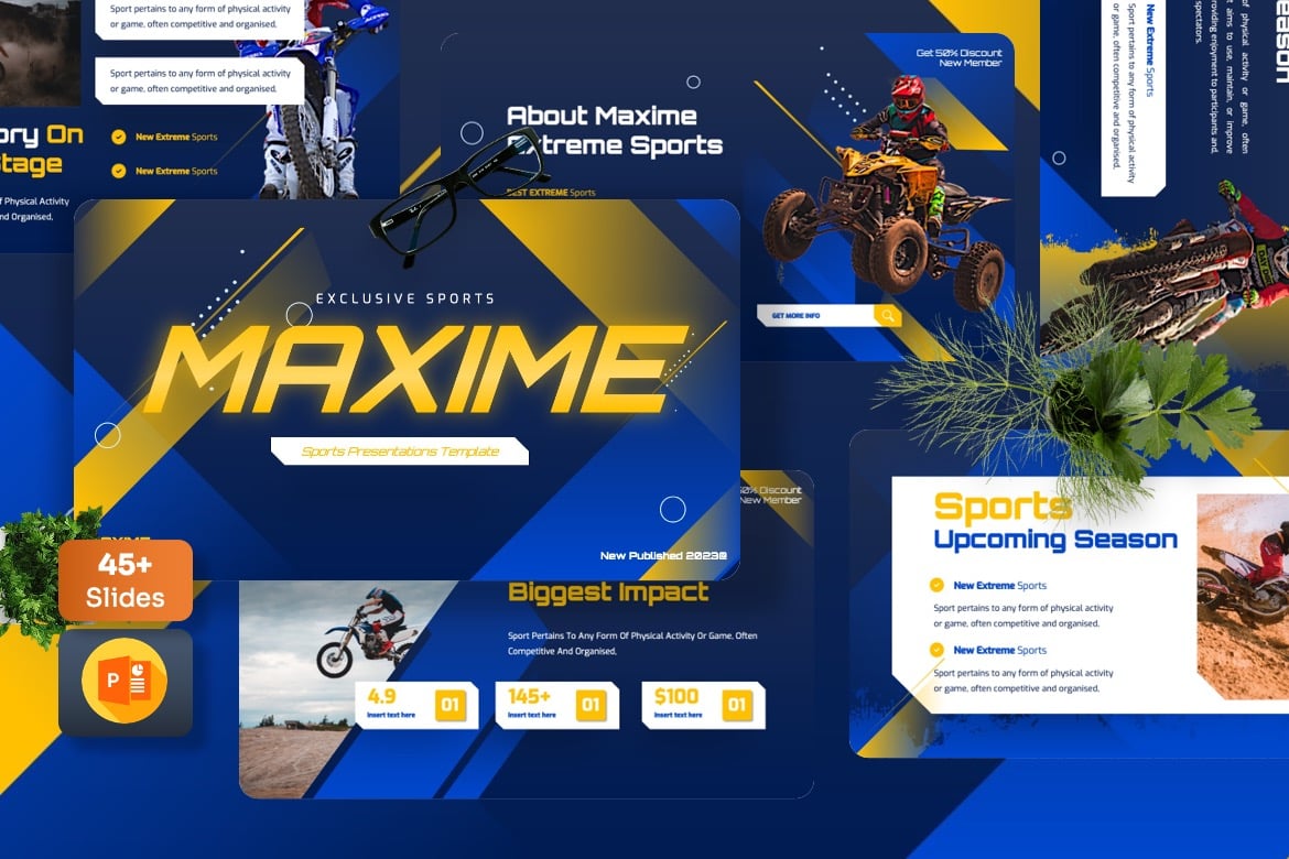 Maxime - Template Powerpoint Olahraga yang Menarik