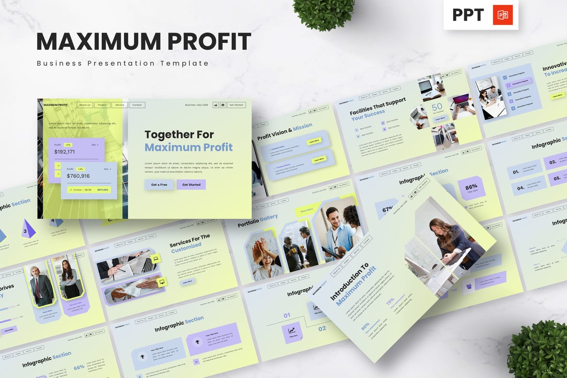 Template Presentasi Bisnis - Maximum Profit untuk Kesuksesan Anda