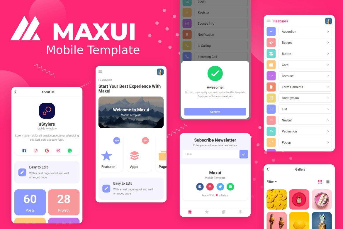 Maxui - Kit UI Template Mobile Modern dan Responsif