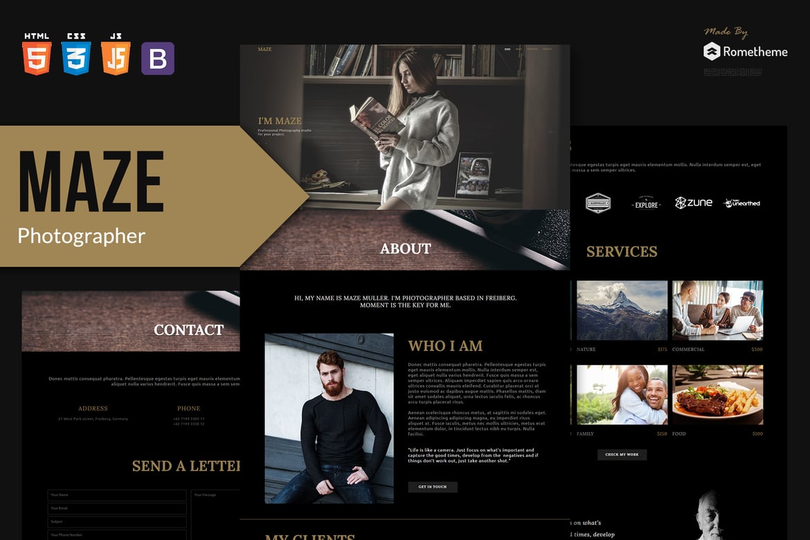 MAZE - Template Website Portofolio Fotografi Modern
