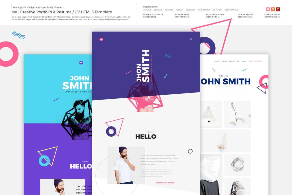 Template Website Portofolio Kreatif & Resume/CV - Me